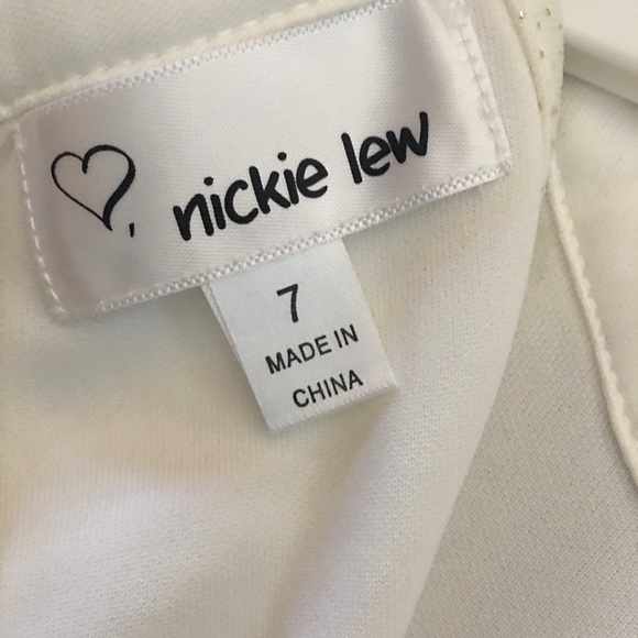 Nickie Lew Girls Cream/Gold Glitter Skater Dress - Picture 5 of 5